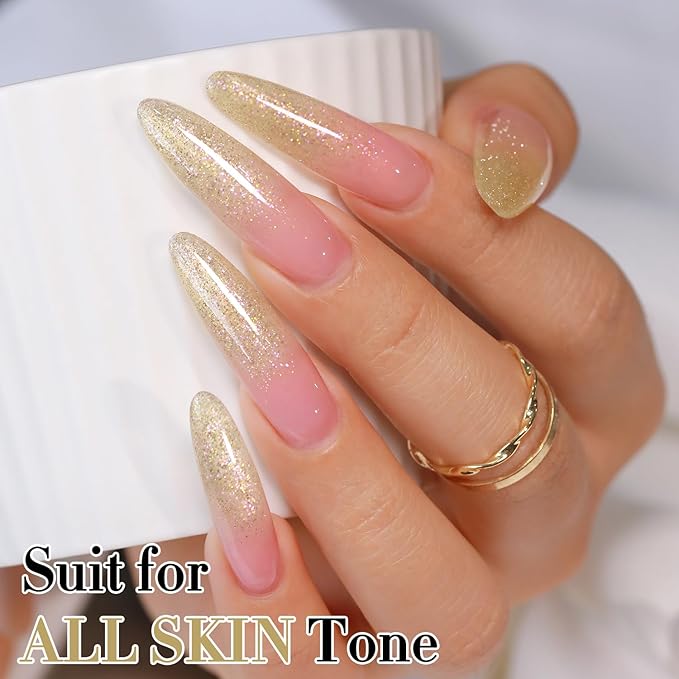 Double Rhythm 15ML Glitter Gel Polish Shimmer Reflective Holographic Color Magnetic for Nail Art Salon DIY at Home (Yellow Green-B1152)