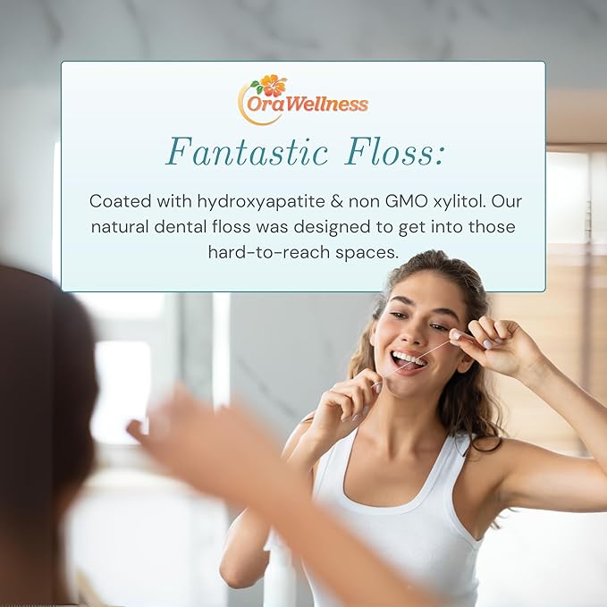 OraWellness Fantastic Floss, Waxed Dental Floss with Hydroxyapatite for Tooth & Gum Repair, Shred Resistant, Gentle & Expanding Alternative to Floss Picks, Pack of 1