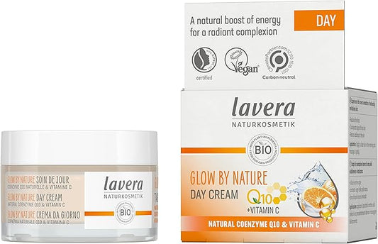lavera Glow by Nature Day Care - Face Cream with Q10 & Vitamin C for a Radiant Complexion - Moisturizing Facial Cream - Anti Aging Cream - PETA Certified - Vegan - Made in Germany - 1.7 Fl Oz