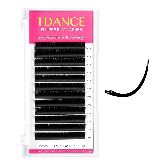 TDANCE Classic Lash Extensions Flat Lashes Eyelash Extensions 0.15mm DD Curl Ellipse Eyelash Extensions 12mm Mixed Black Matte Individual Lashes Salon Use(Flat,DD-0.15,12mm)