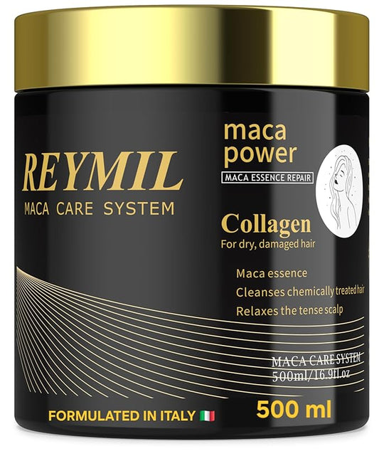 REYMIL-Collagen hair mask - hair treatment for dry damaged hair - Collagen Hair Treatment Deep Repair Conditioning Argan Oil Shine and Softness for Healthy Hair -16.9onz mascarilla para el cabello