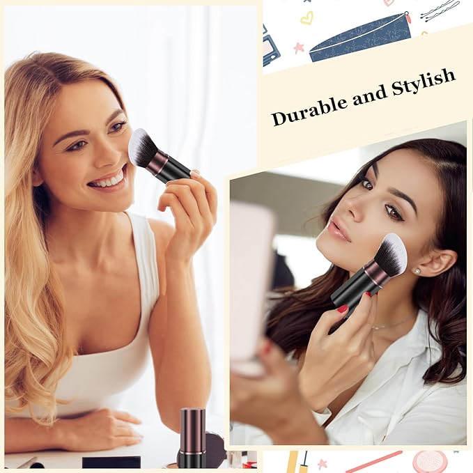 Keriloo Retractable Kabuki Makeup Brush,Face Blush Brushes Powder Foundation Makeup Brush for Blending Liquid, Blush, Bronzer, Buffing, Sunscreen,Flawless Cosmetics