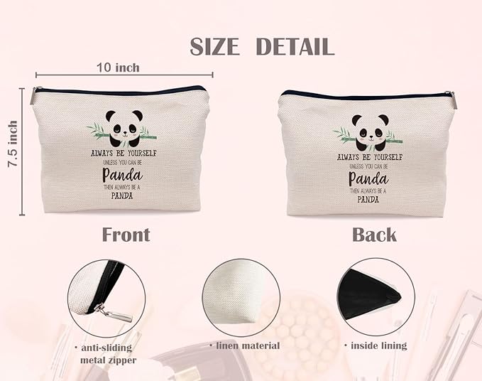 Lacosu Panda Makeup Bag, Cute Panda Bear Cosmetic Bag for Women, Travel Makeup Organizer, Black & White