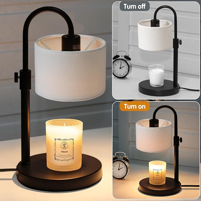 Candle Warmer Lamp with Timer, Dimmable Candle Wax Warmer Candle Lamp Warmer with 2 Bulbs, House Warming Gifts Christmas Gifts for Women Bedroom Home Decor (White)