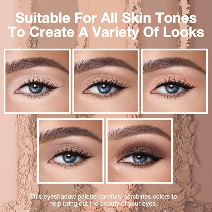 Nude Matte Eye shadow Palettes Makeup, 5 Cool Neutral Matte Eyeshades – Off White, Beige, Light to Dark Brown – Velvety Finish Highly Pigmented Eye Shadow Palettes (01#, Pack of 1)
