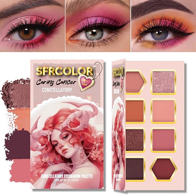 12-Color Zodiac Eyeshadow Palette, Matte Metallic Shimmer Pressed Pigments, Highly Pigmented Makeup Palette for Professional & Daily Eye Makeup (8285 Cancer)