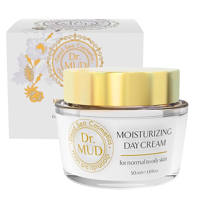 Dr. Mud Moisturizing Day Cream – Daily Face Cream with Dead Sea Minerals, Hyaluronic Acid, Collagen & Natural Plant Extracts – Paraben Free Anti-Aging Facial Moisturizer for Normal to Oily Skin, 50ml