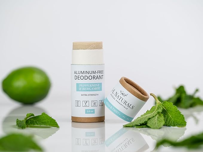 J&L Naturals Aluminum Free Deodorant for Men & Women | 100% Natural Ingredients With Coconut Oil, Shea Butter, & Essential Oils | Sustainable, Eco-Friendly (Peppermint & Bergamot, 3.0 Oz (Pack of 2))