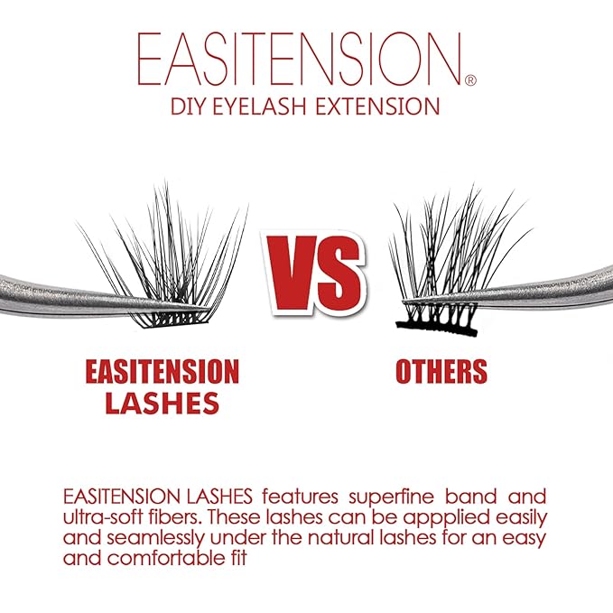 DIY Eyelash Extension, 3D Effect Individual Melt Flare Lash Cluster Natural Lashes Set, Home Eyelash Extension, D curl Lashes Pack 12mm,14mm (14MM-Sparkle)