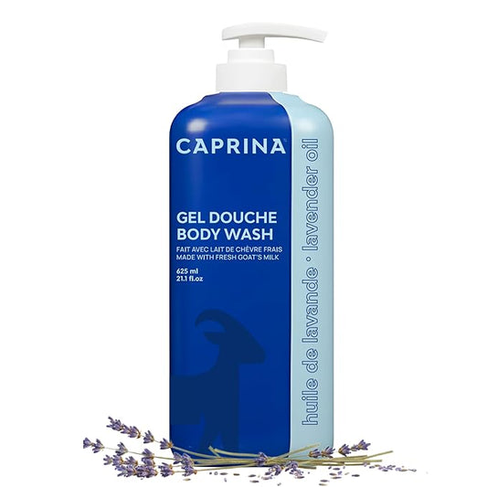Caprina Fresh Goat’s Milk Body Wash, LAVENDER OIL, 625 ml, Moisturizing Cleanser for Normal Skin, Gentle Daily Hydration