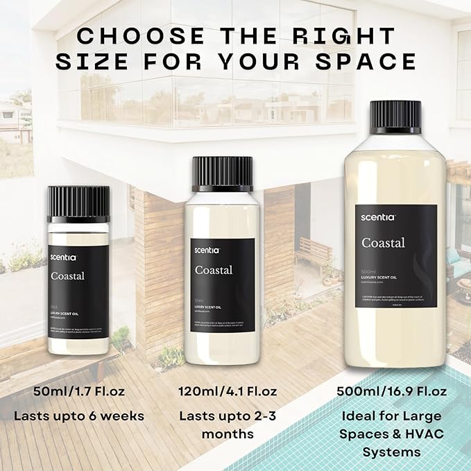 Scentia Diffuser Oil Inspired by R.itz Carl.ton Hotel Scent - 500 ml 16.9 fl oz - Essential Oil Blend, Spa Scent, Jasmine & Bergamot Notes for Aromatherapy Diffusers and Humidifiers - Coastal