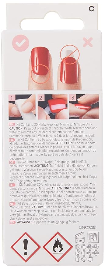 KISS imPRESS Press-On Manicure, Nail Kit, PureFit Technology, Short Press-On Nails, 'Rain Check', Includes Prep Pad, Mini Nail File, Cuticle Stick, and 30 Fake Nails (Pack of 2)