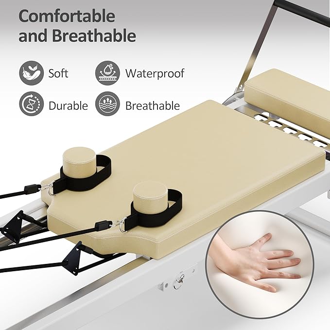 Pilates Reformer Machine, Foldable Pilates Equipment for Home Use and Gym Workout, Adjustable Resistance, 330 lbs Weight Capacity, for Advanced and Beginners Users