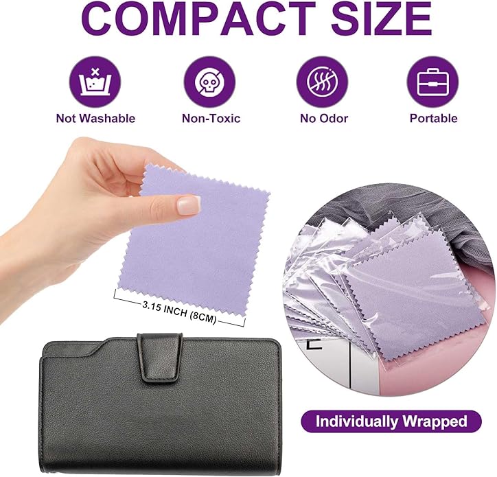 SEVENWELL 50pcs Jewelry Cleaning Cloth Pink Polishing Cloth for Sterling Silver Gold Platinum Small Polish Cloth 8x8cm