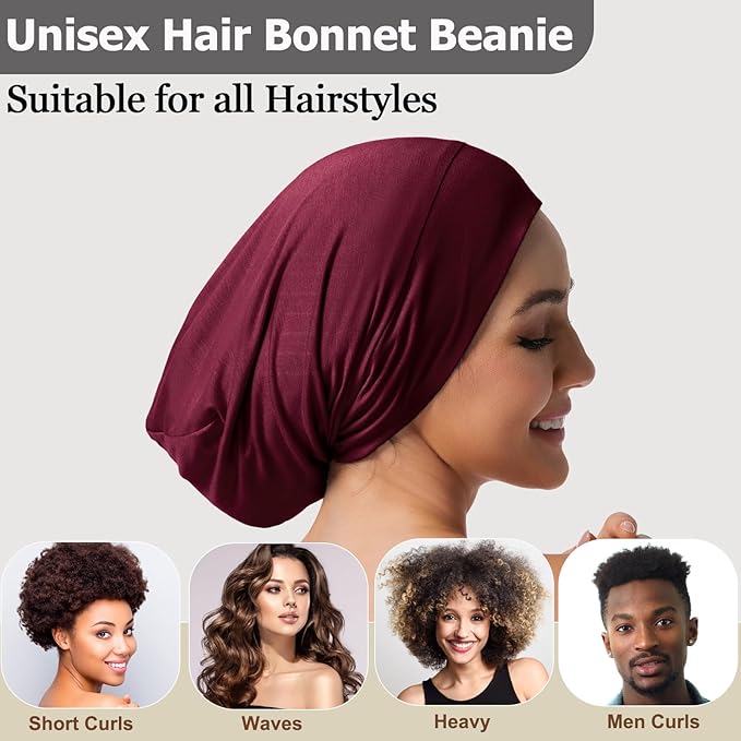 Satin Bonnet for Sleeping Night Cap, Adjustable Satin Lined Silk Bonnets Sleep Cap for Curly Hair Braids Beanie Black Women