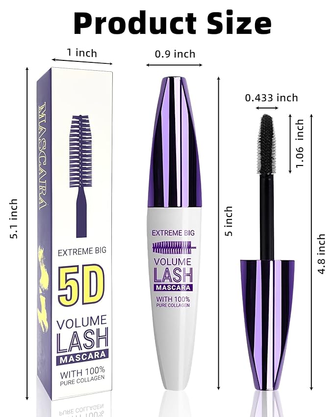 5D Colored Mascara for Eyelashes-3 Colors White Red Green Longlasting Waterproof Mascara Volume and Length,Curling Fiber rimel de pestañas, Christmas Makeup Gift Kit for Women Girl Cosplay Party