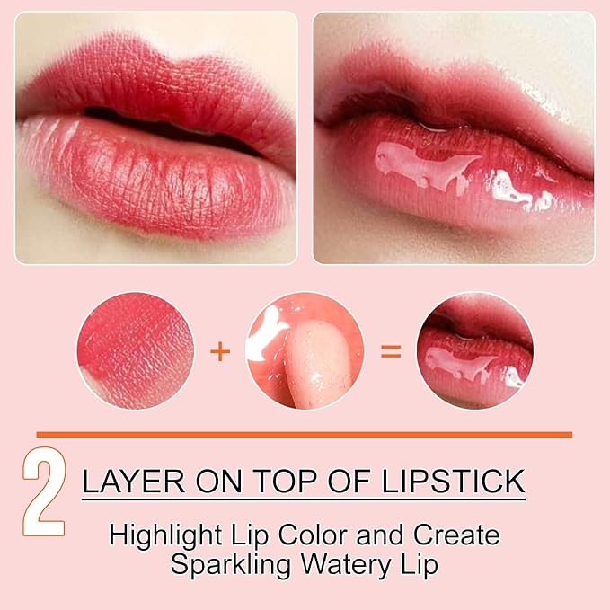 2PCS Hydrating Lip Glow Oil, Plumper Gloss, Moisturizing Oil, No-Sticky Transparent Plumping Gloss Tinted Balm for Care and Dry Lips (2PCS Rosewood)