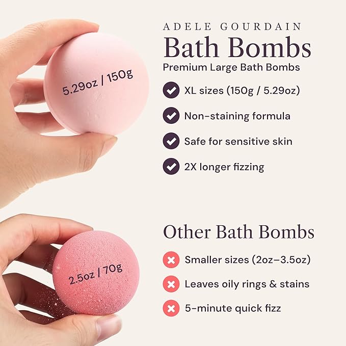 Bath Bombs Set Pack of 12 Pcs Gift Set for Women - Large 150g Oversized Bath Bombs for a Soft Skin Feel, Spa Gift Set for Birthday, Valentine's Day or Mothers Day, Gift Box Idea for Her