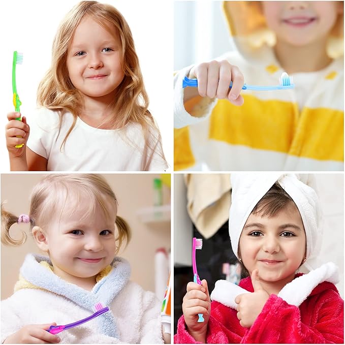 Gerrii Kids Toothbrushes Bulk Soft Lovely Little Kangaroo with Covers Suction Cup Individually Wrapped for Children Toddler Home School Camp Daycare Travel (50 Pcs)