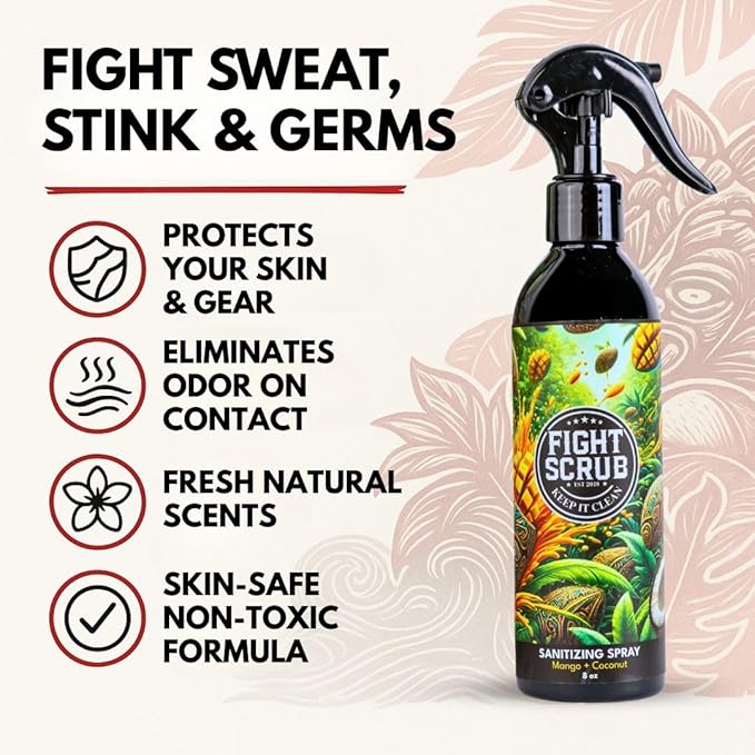 Deodorizing Spray – Refreshing Body & Gear Spray for Wrestlers, MMA, Jiu-Jitsu & Athletes (Mango + Coconut)