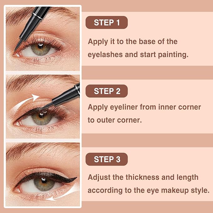 12 Pieces Matte Black Liquid Eyeliner Set, Waterproof Eyeliner with Ultra-Fine Tip, Quicky Dry, Smudge-proof, Uniform and smooth, Vegan Formula for Sensitive Eyes