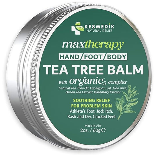 Tea Tree Oil for Skin, MaxTherapy Tea Tree Balm, Dry Itchy Skin & Rash Relief, Athlete’s Foot & Dry Feet Itching, Jock Itch, Chafing, Bug Bites, Natural, Effective & Safe for All Ages