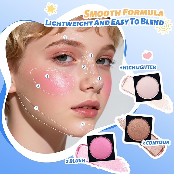 Color Nymph Makeup Sets For Teens Girls with Storage Box, All In One Girls Make up Kit for Girl Women Full Kit with Eyeshadow Blush Contour Highlighter Lipgloss Lipliner Eyeliner Lip Balm and Mirror