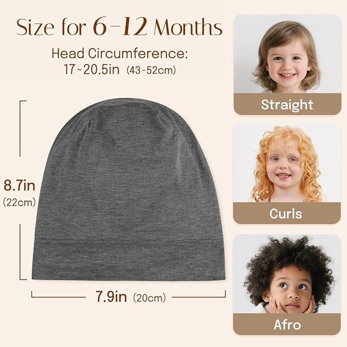 OLESILK Silk Baby Bonnet 6-12 Months: 100% Mulberry Silk & Modal, Anti-Frizz for Curly Hair, Adjustable Fit Growing Toddler