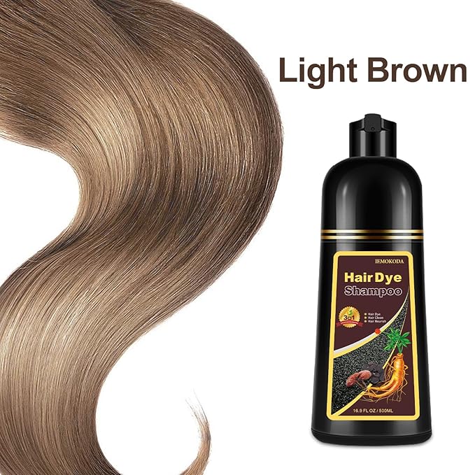 Hair Dye, Hair Dye Shampoo for Women & Men, Color Shampoo Hair Dye 16.9 Fl Oz, Safe and Natural Champu Para Canas (Light Brown)