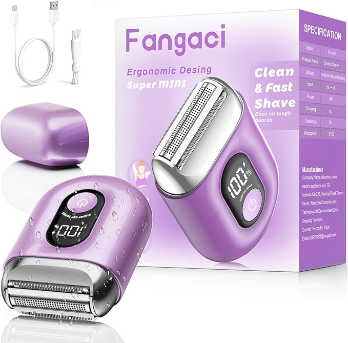 Cordless Electric Shaver for Women: Mini Electric Razors with LED Display - Rechargeable Bikini Trimmer - IPX7 Waterproof Wet Dry Face Razor for Body Pubic Leg