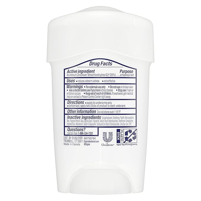 Degree Clinical Strength Antiperspirant Deodorant 96-Hour Sweat and Odor Protection Shower Clean Soft Solid 5x Types of Sweat 1.6 oz
