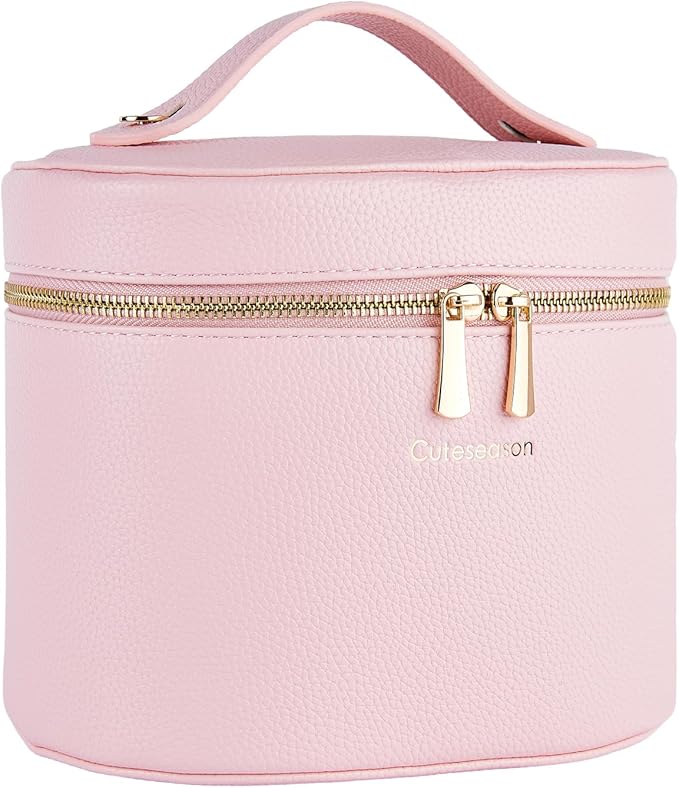 Cuteseason Makeup Bag, Toiletry Bag with Removable Zippered Inner Pocket, Portable Cosmetic Bag, Makeup Organizer for Woman.Travel Make up Case (Pink)
