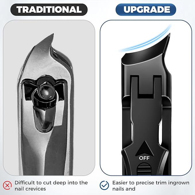 Ingrown Toenail Clippers - Wide Jaw Opening Anti-Splash Slanted Nail Clipper, Heavy Duty Ingrown Toenail Clippers Nail Cutters, Ultra Sharp Slanted Nail Clippers with Long Handle