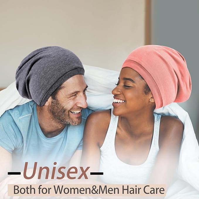 2 Pcs Adjustable Silk Satin Bonnets for Women & Men, Sleep Cap, Silk Lined Slouchy with Adjustable Strap, Curly Hair Head Scarf, Night Caps
