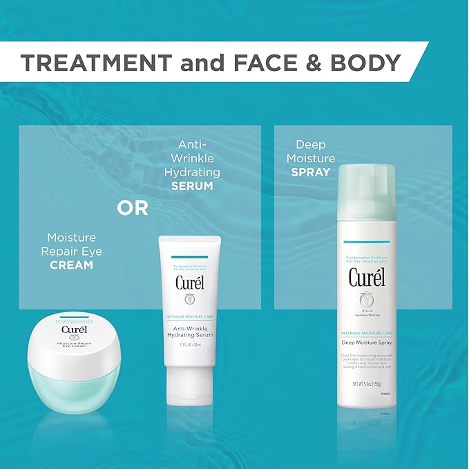 Curel Japanese Skin Care, Anti-Wrinkle Hydrating Serum, Lightweight Serum, Fragrance Free & Colorant Free, For Sensitive Skin, 1.3 Oz