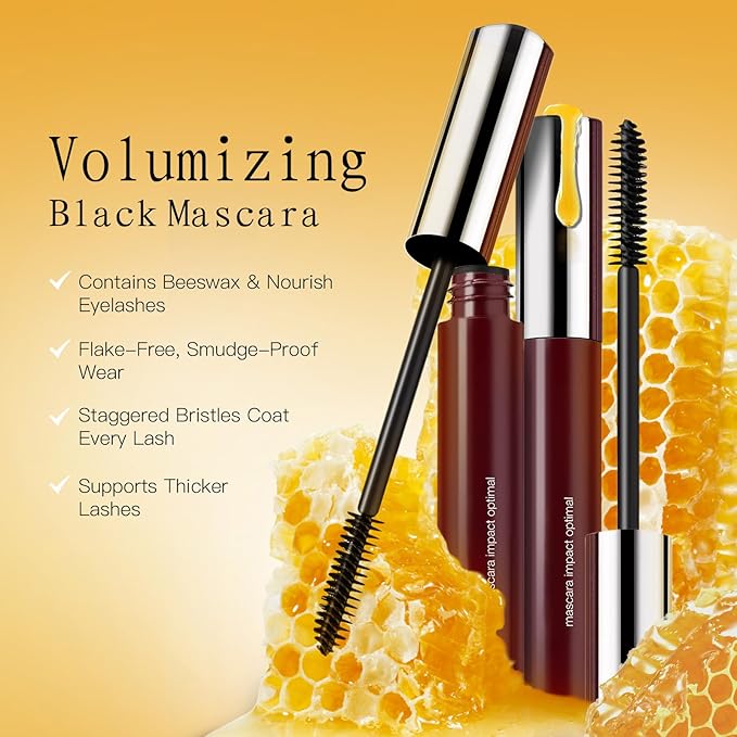 Sheer Black Cherry Lipstick & Mascara Set – Hydrating Tinted Lip Balm & Volumizing Black Eyelash Makeup Kit – Natural Berry Shade for All Skin Tones