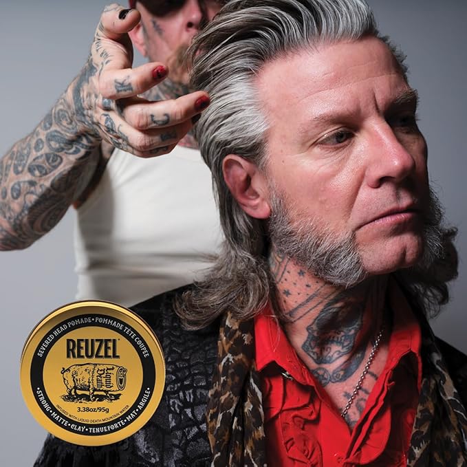 REUZEL and Liquid Death Severed Head Matte Clay Pomade, Strong All Day Hold, Water Soluble, Matte Finish and Non-Greasy Formula, Easy To Wash Out, For All Hair Types, 3.38 oz