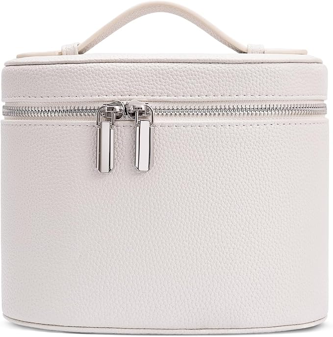 idoltimes Cosmetic Case, Leather Makeup Bag, Portable Handheld Makeup Case, Detachable Compartments