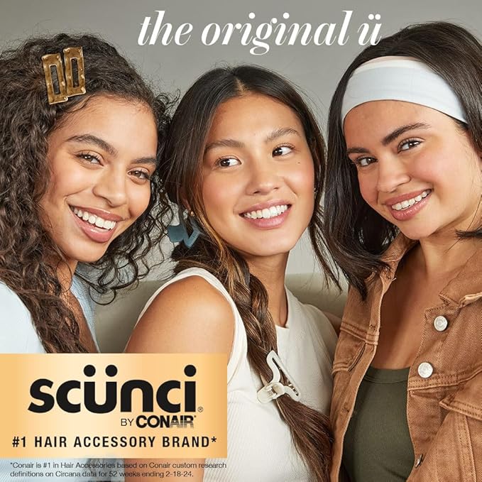 Scunci by Conair No-Slip Grip Stay Tight Barrettes - hair barrettes for women - hair accessories for women - hair clips - Gold, Black and Silver - 6 Count
