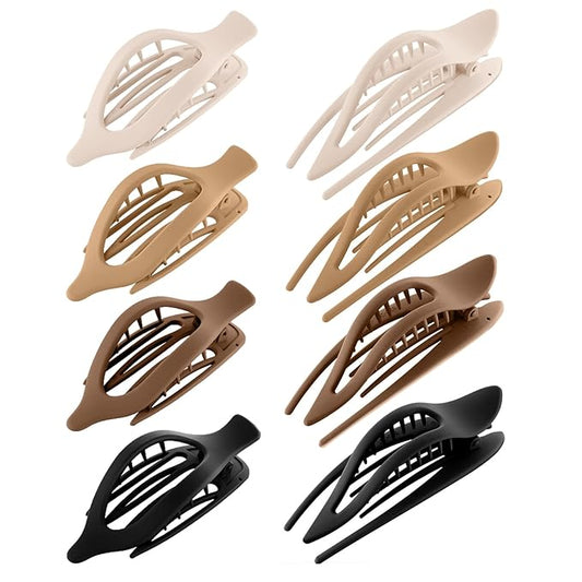 Flat Hair Clips for Women-8Pcs Large Matte No-Slip French Concord Claws, Accessories for Thick & Thin Hair (Neutral, Bundle)