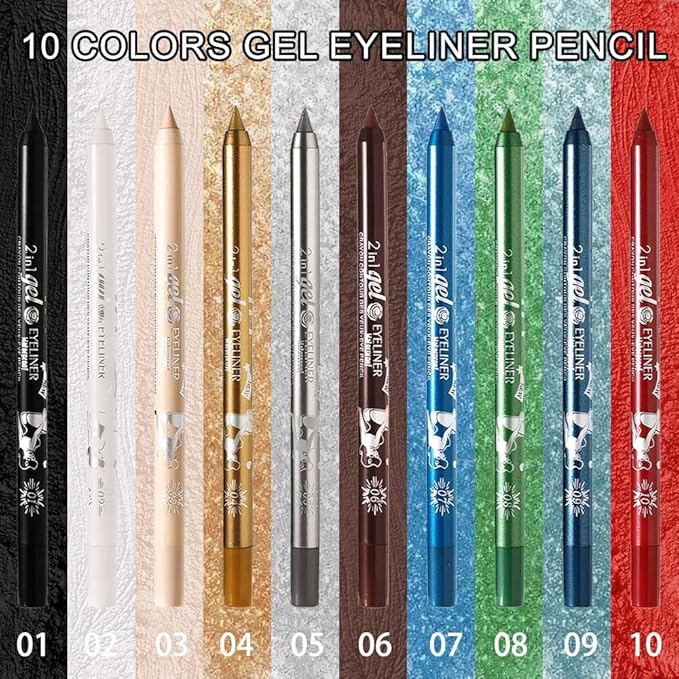 Kaely 2Pcs Sky Chill Blue Waterline Pencil Eyeliner, Sharpenable Multi-Use Gel Eyeliner Pencil, Eye Liner Waterproof Smudge proof, Smooth Eye Makeup Liners, delineador de ojos contra el agua, 07+09