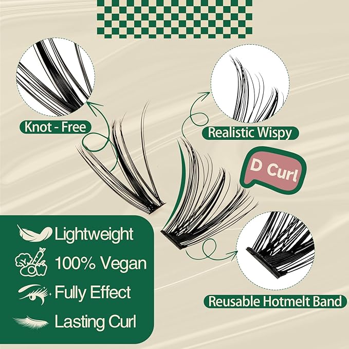 KEYYOU Lash Clusters Individual Lashes 280pcs D Curl Eyelash Extension for DIY at Home(30D40D-0.07D-9-16MIX)