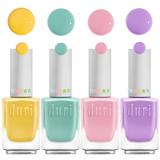duri Nail Polish Set 4 Pack, Pastel & Neon Colors, DIY Salon Home Manicure, Mother's Day Gift