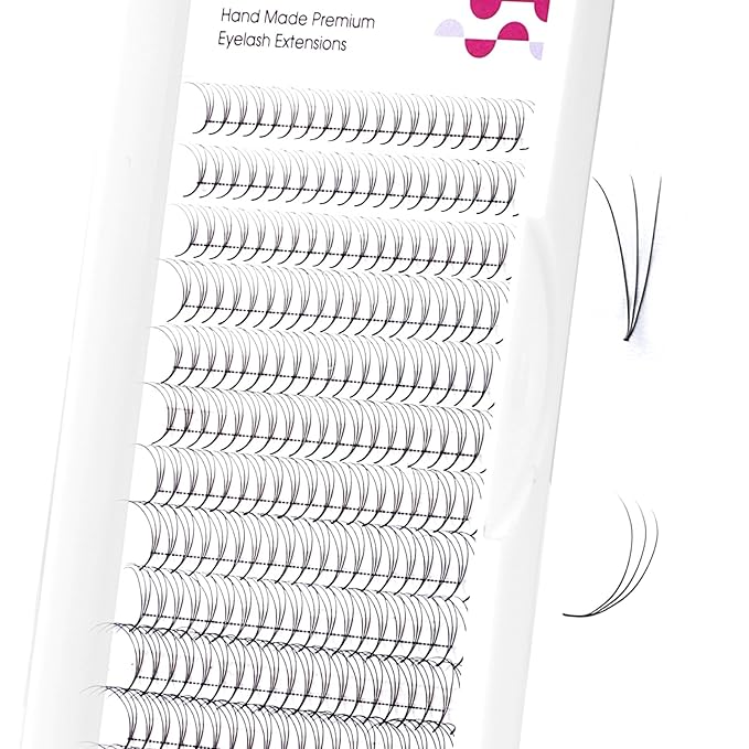 Premade Fan Lashes 0.07C Curl Lash Extension 3D Pre Made Individual Lashes Middle Stem Heat Bonded 8-14mm Premade Volume Eyelash Extension (0.07C-8-14mm)