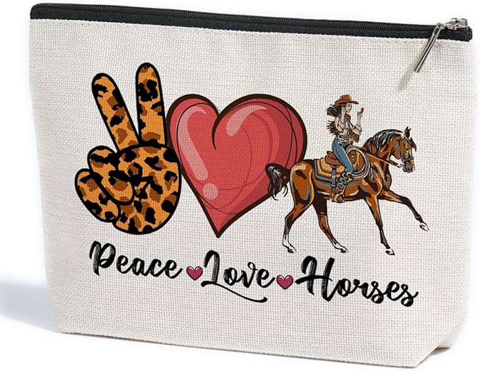 ZHAMEN Horse Gifts for Girls - Makeup Bag | Graduation & Mother's Day Equestrian Gifts for Women & Horse Owners