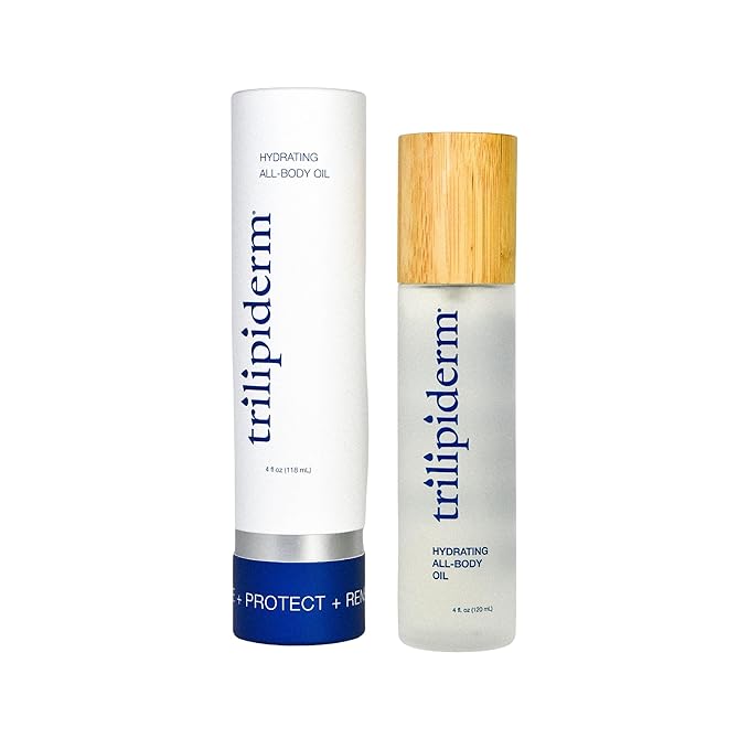 Trilipiderm Hydrating All-Body Oil – Ultra-Moisturizing, Vitamin-Rich Lipid Replacement, 4oz. Glass and Bamboo Spray Bottle