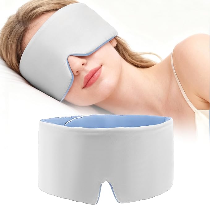 Sleep Mask,Eye Mask for Sleeping,Soft and Adjustable Extensions Sleep Mask with Earplugs,Blackout Eye Cover for Side Sleeper, Home, Travel, Office,Nap, Yoga (Gray)