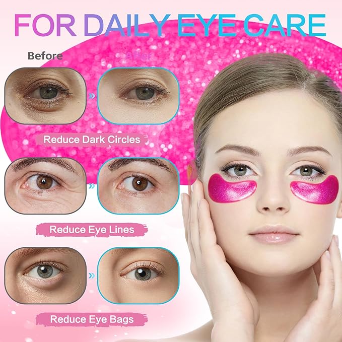 TUNBOT Under Eye Patches - 24 Pairs Natural Plant Extracts Eye Mask for Reduces Puffiness and Dark Circles Facial Anti-Aging, Hyaluronic Acid Eye Gel