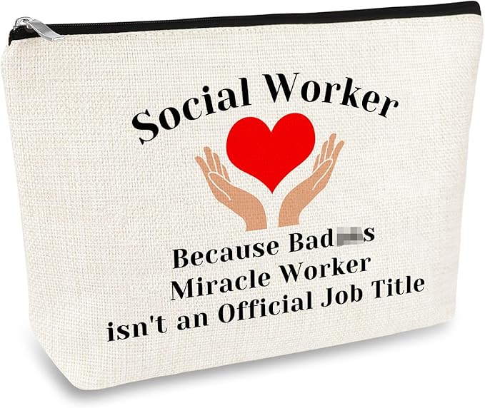 Social Worker Gift Makeup Bag Social Work Appreciation Gift Volunteer Cosmetic Bag Social Worker Graduation Gift for Woman Birthday Gift for Social Worker Colleague Gift Travel Toiletry Bag