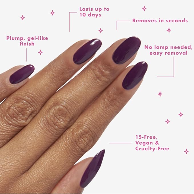 Olive & June Long Lasting Nail Polish | Plump Gel-Like Finish No Lamp Needed | Lasts up to 10 days | Salon-Quality Color at Home |15-Free, Vegan & Cruelty-Free Chip-Resistant Shine|Who Likes Raisins?